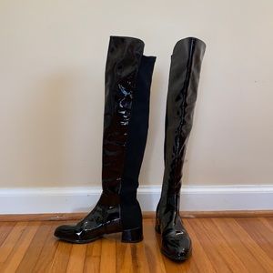 Stuart Weitzman Black Patent Leather Boots